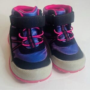 EUC Stride Rite Size 6 Toddler Kamari Girl Boots Purple Black And Pink non tie